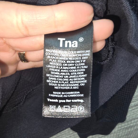 Tna Waffle Knit Quarter Zip Pullover Sweater Womens Large Black Athleisure Gym - Picture 5 of 7